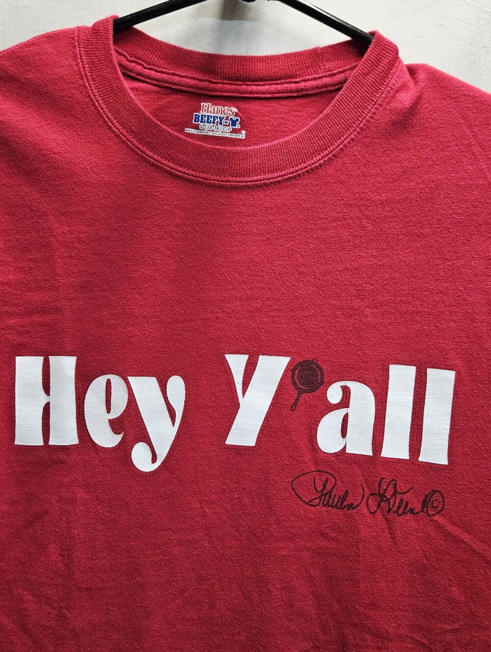 Paula Dean "Hey Ya'll" Small Red Unisex Graphic Tee Shirt Chef Cook Baking Food